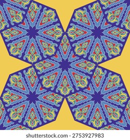 Geometric Seamless Pattern Arabesque. Decorative Asian Folk Seamless Pattern. Ethnic Ornament, Kyrgyz, Kazakhs, Bashkirs, Tatars, Yakut Mongols