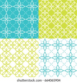 Geometric seamless pattern, Arabic ornament style, tiled design in turquoise and green color