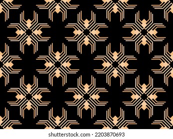 Geometrisches nahtloses Muster im Art-Deco-Stil. Goldenes Linienmuster, vintage linearer Stil. Entwerfen Sie eine Vorlage für Bildschirmhintergründe, Banner, Poster und Werbung. Vektorgrafik