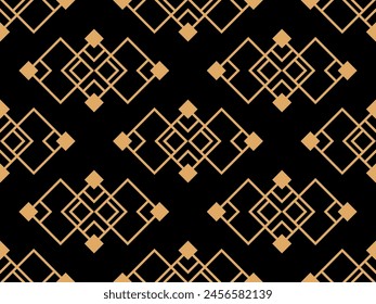 Geometric seamless pattern in art deco style. Golden lines pattern, vintage linear style. Design a template for wallpapers, banners, posters and advertisement marketing. Vector illustration