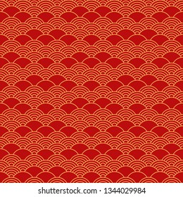 Geometric seamless pattern in asian style.
