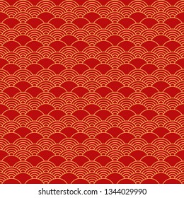 Geometric seamless pattern in asian style.