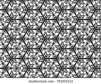 Geometric seamless pattern assembled from hexagons