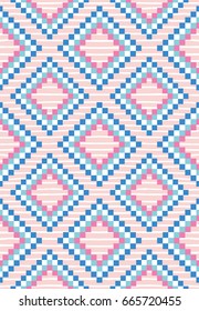 Geometric seamless pattern in aztec style with hand drawn element. Bright trendy background. Vector illustration.