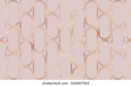 Geometric seamless pattern background design with decorative gold oval grid.