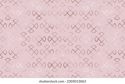 Geometric seamless pattern background design with rose gold rhombuses.