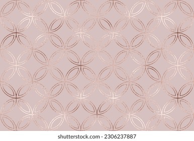 Geometric seamless pattern background design with rose gold circle tiles.