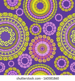 geometric seamless pattern, seamless background in ethnic style, African ornament, Indian ornament, circular pattern in ethnic style