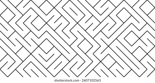 Geometric seamless pattern background. Simple graphic print. Vector repeating line texture. Modern swatch. Minimalistic shapes. Stylish monochrome trellis. Square grid. Trendy hipster sacred geometry