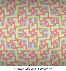 Geometric seamless pattern background in tribal style. Colorful, graphic design for banner, textile, web or other purpose. Retro tracery.