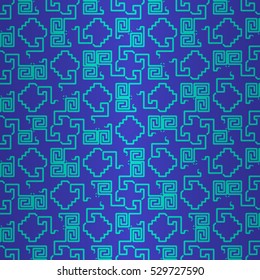 Geometric seamless pattern background in tribal style. Complicated mosaic repeatable backdrop. Classic texture.