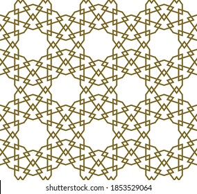 Geometric seamless pattern based on traditional islamic art.Brown color.Great design for fabric,textile,cover,wrapping paper,background.Average thickness lines.
