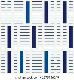 Geometric seamless pattern. Bauhaus style background. Modular grid print. Straight stripe, line, stroke, rectangle, block ornament. Trendy contemporary geo wallpaper. Modern abstract vector design
