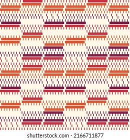 Geometric seamless pattern. Bauhaus style background. Modern barcode print. Broken asymmetric hatched stripe, line, rectangle, block ornament. Contemporary geo wallpaper. Abstract vector design