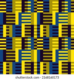 Geometric seamless pattern. Bauhaus style background. Modular grid print. Straight stripe, line, stroke, rectangle, block ornament. Trendy contemporary geo wallpaper. Modern abstract vector design