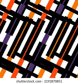 Geometric seamless pattern. Bauhaus style background. Modern grid print. Straight stripe, diagonal line motif ornament. Trendy contemporary geo wallpaper. Abstract vector design