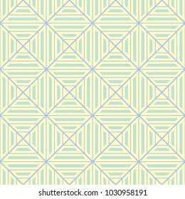 Geometric seamless pattern. Beige background with blue and green elements for wallpapers, textile and fabrics