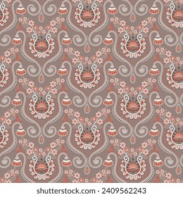 Geometric seamless pattern, beige and brown antique style