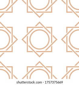 Patrón geométrico sin soldadura. La decoración es beige y de fondo blanco. Ilustración del vector