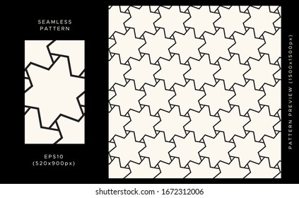 Patrón geométrico sin fisuras. Diseño negro sobre fondo claro. Tejido, tela, envoltura. Textura abstracta moderna y elegante. Ilustración vectorial.