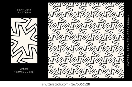 Geometric seamless pattern. Black design on light background. Trendy textile, fabric, wrapping. Modern stylish abstract texture. Vector illustration.