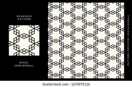 Geometric seamless pattern. Black design on a light background. Trendy textile, fabric, wrapping. Modern stylish abstract texture. Vector illustration.