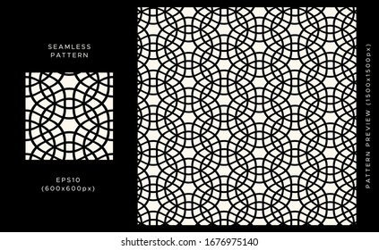 Geometrisches nahtloses Muster. Schwarzes Design auf hellem Hintergrund. Trendfarbene Textilien, Gewebe, Umhüllung. Moderne, stilvolle abstrakte Textur. Vektorillustration.