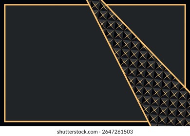 Geometric seamless pattern with black elements. Luxury background. Ornamental wallpaper detail of mosaic. Art Deco invitation greeting Design. Vector illustration.
