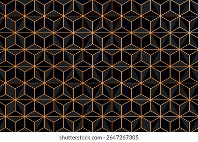Geometric seamless pattern with black elements. Luxury background. Ornamental wallpaper detail of mosaic. Art Deco invitation greeting Design. Vector illustration.