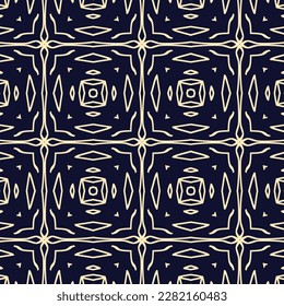 Geometric seamless pattern of black and gold color ethnic motifs for wallpapers and background.