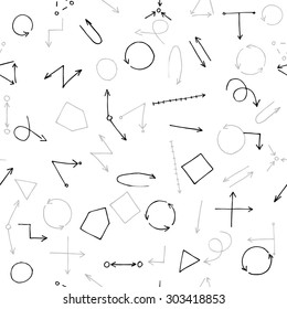 Geometric seamless pattern. Black and grey on white.