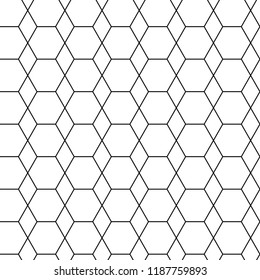 Geometric seamless pattern with black hexagon, outline design. Vector illustration