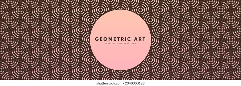 Geometric Seamless Pattern in black and pink colors. Modern Festive Ornament for strong, menswear, brutalist decoration. Gorgeous Circle Abstract Asian Vector Creative Motif. Vintage loop print.	