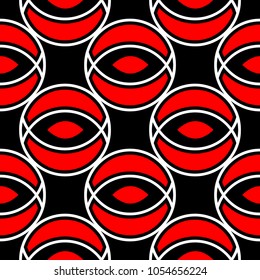 Geometric seamless pattern. Black red white background for wallpapers, textile and fabrics
