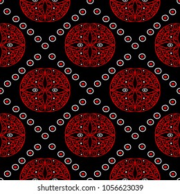 Geometric seamless pattern. Black red white background for wallpapers, textile and fabrics