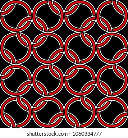 Geometric seamless pattern. Black red white background for wallpapers, textile and fabrics