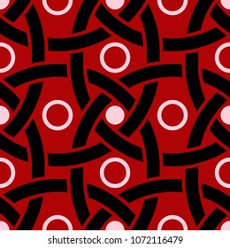 Geometric seamless pattern. Black red white background for wallpapers, textile and fabrics