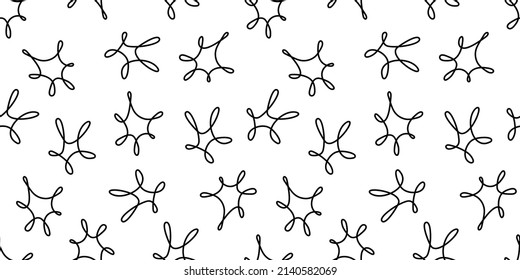 Geometric seamless pattern with black springs isolated on white. Vector illustration. Simple doodle clipart. For poster, banner, gift wraping paper, printing, fabric, scrapbook paper, textile