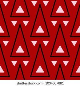 Geometric seamless pattern. Black and white elements on red background. Design for textile and wallpapers 