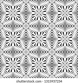 Geometric seamless pattern, black and white halftone lines background, vector abstract ornament, texture.