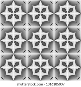 Geometric seamless pattern, black and white halftone lines background, vector abstract ornament, texture.