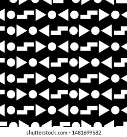 Geometric seamless pattern black and white vintage design. Retro background template. Vector illustration.
