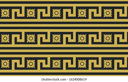 Geometric seamless pattern, black and white square wave forms, vintage   pattern in the Greek style.
