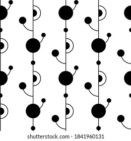 Patrón geométrico sin soldadura. Fondo abstracto en blanco y negro con círculos. Patrón repetitivo. Ilustración vectorial de formas geométricas. Ornamento moderno. Diseño textil, papel, papel pintado, tela.