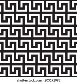 Geometric seamless pattern, black and white square wave forms, vintage   pattern in the Greek style.