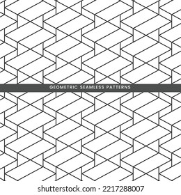 Geometric seamless pattern black and white background design