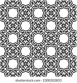 Geometrisches nahtloses Muster.  Schwarz-Weiß Muster für Webseiten, Texturen, Karten, Poster, Stoff, Textilien.