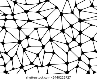 Geometric seamless pattern with black and white mosaic ornament. Abstract graphic background with triangles and geometric shapes. Monochrome spiderweb seamless pattern, vector illustration