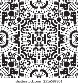 Padrão geométrico sem emenda. Vetor branco preto ilustração étnica sobre o fundo branco