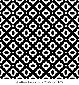 Geometric Seamless Pattern in black and White. This decorative Design is perfect for backgrounds, wallpapers, textile prints, web elements, and packaging. It is available as an EPS file.